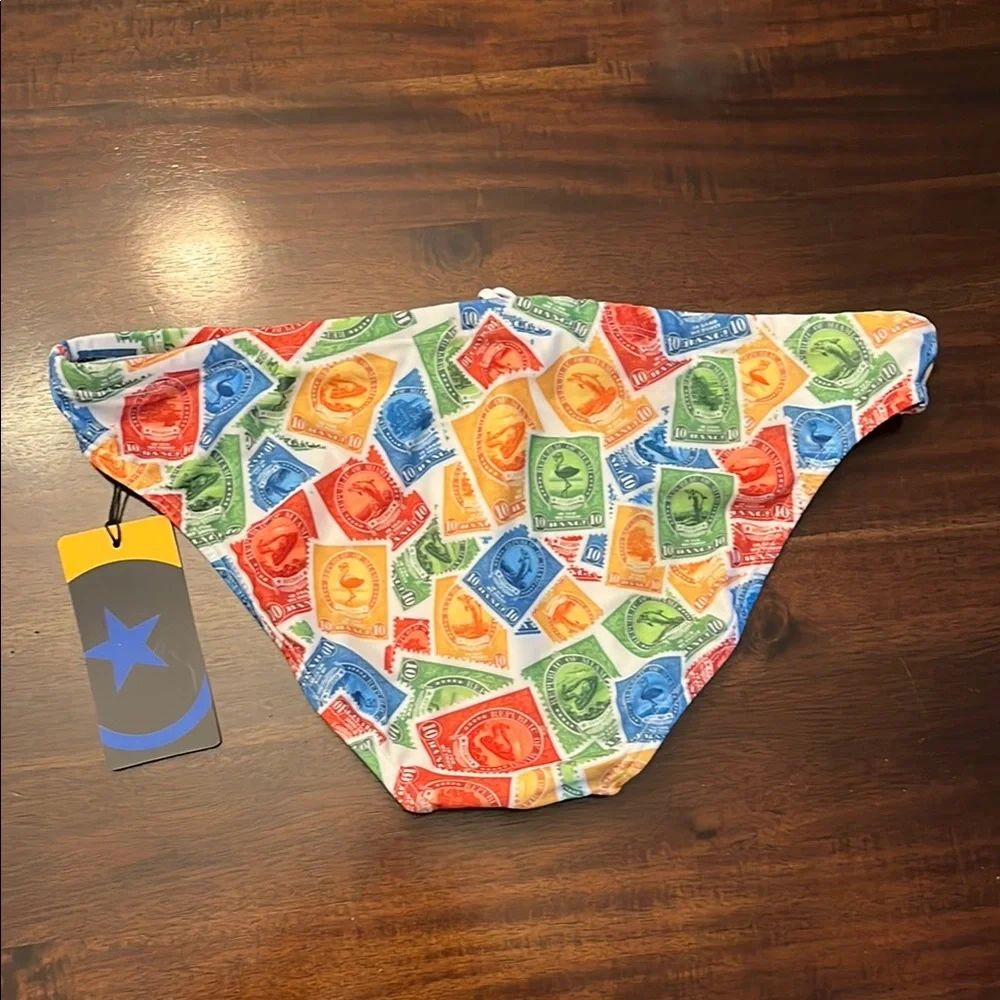 ⭐️🏳️‍🌈 BANG! Colorful Stamp Print Swim Briefs - Picture 3 of 8